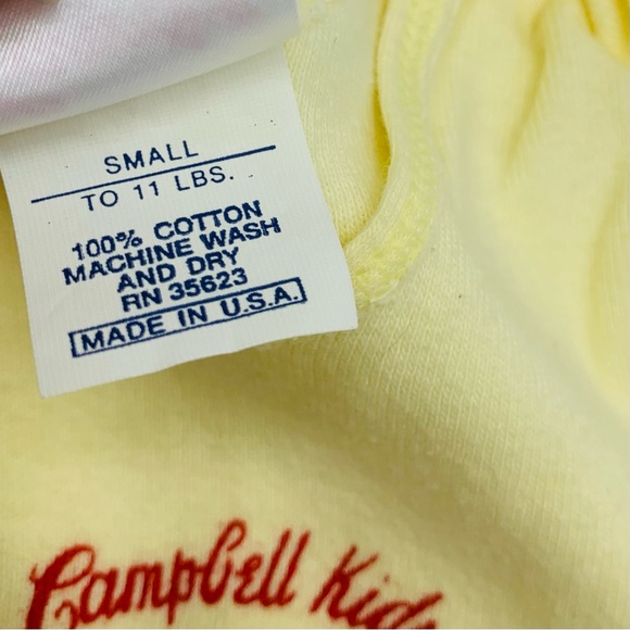 Rare Vintage 1986 Campbell Kids by Carter's Yellow Onesie Small to 11lbs - Picture 5 of 7